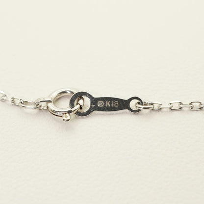 Mikimoto K18WG white gold pendant necklace with pearl and solitaire diamond on a chain