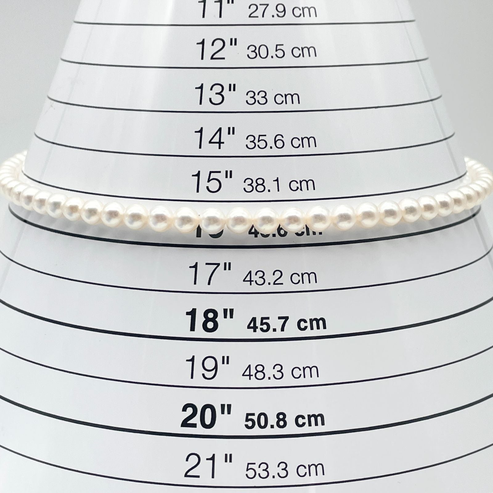 Mikimoto Silver Pearl Necklace model 24-981M with 5.6-6.0mm Akoya pearls and silver chain