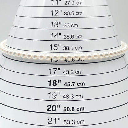 Mikimoto Silver Pearl Necklace model 24-981M with 5.6-6.0mm Akoya pearls and silver chain