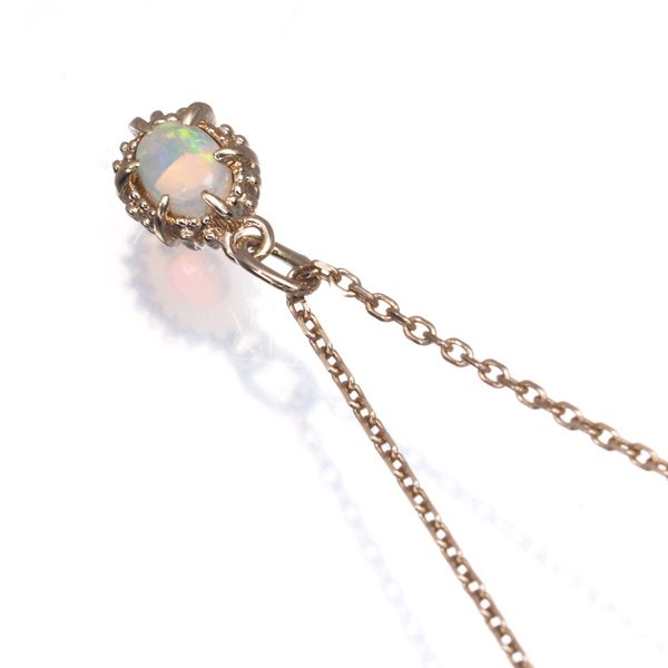 Agete necklace with opal pendant in 10 karat yellow gold featuring a delicate 36-41 cm chain