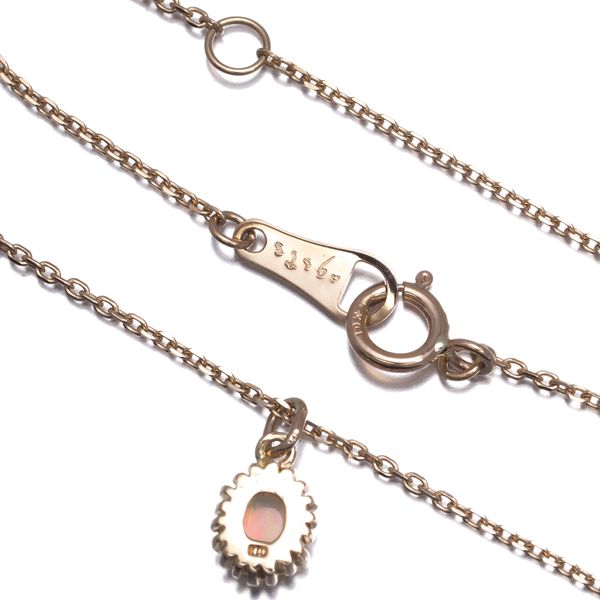 Agete necklace with opal pendant in 10 karat yellow gold featuring a delicate 36-41 cm chain