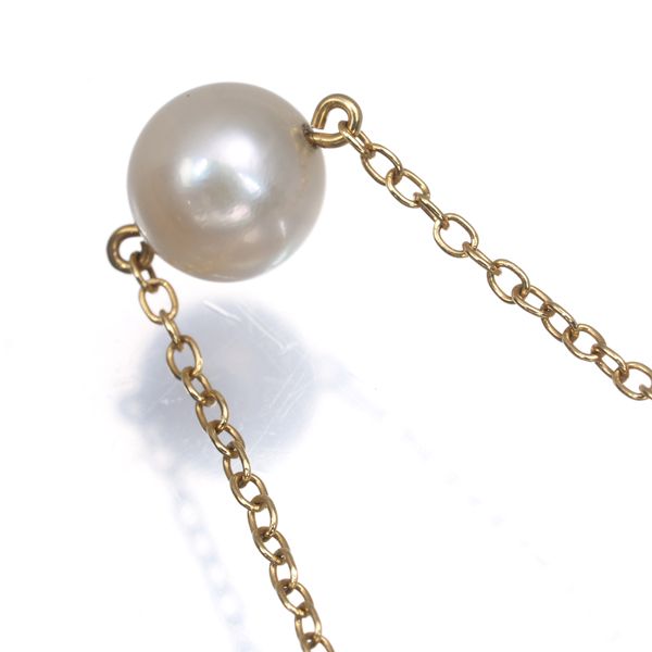 Mikimoto necklace with single 7.0mm pearl on 18K yellow gold 42cm chain