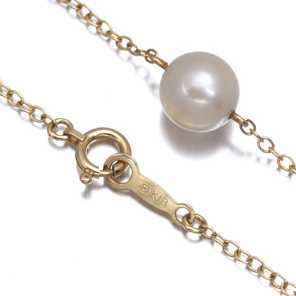 Mikimoto necklace with single 7.0mm pearl on 18K yellow gold 42cm chain