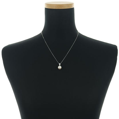 TASAKI necklace with 9.5mm pearl and 0.06ct diamond pendant in 18K white gold on 45cm adjustable chain