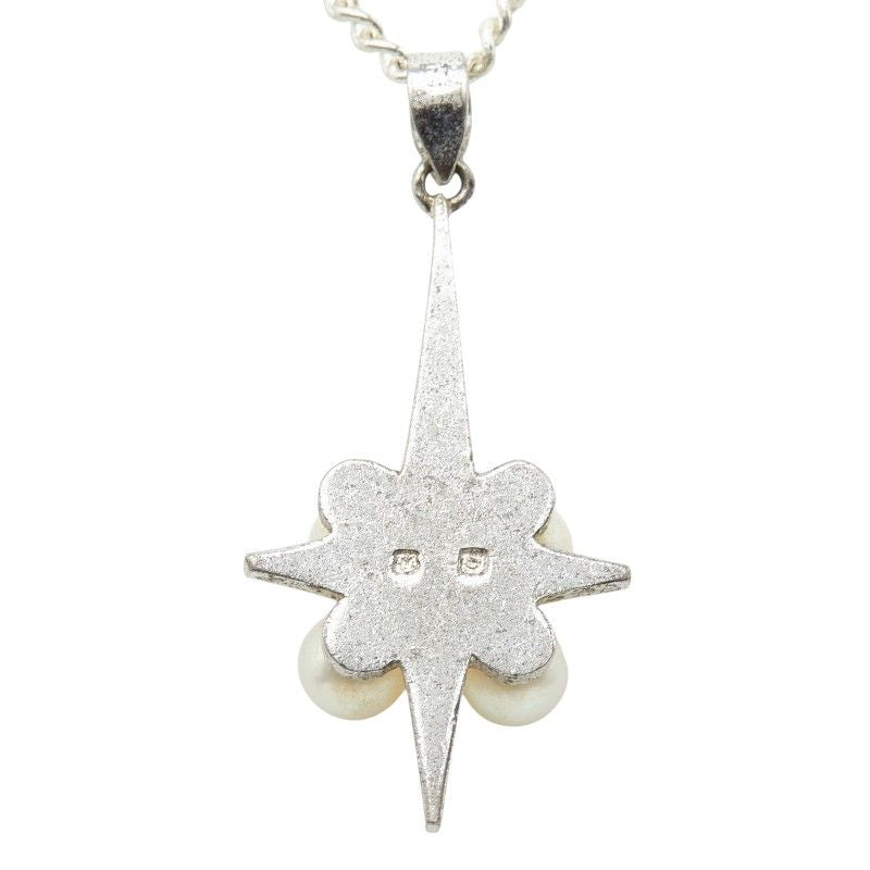 Mikimoto Cross Cross pendant necklace made of SV925 silver with a pearl, showing 45.3cm chain length and detailed pendant