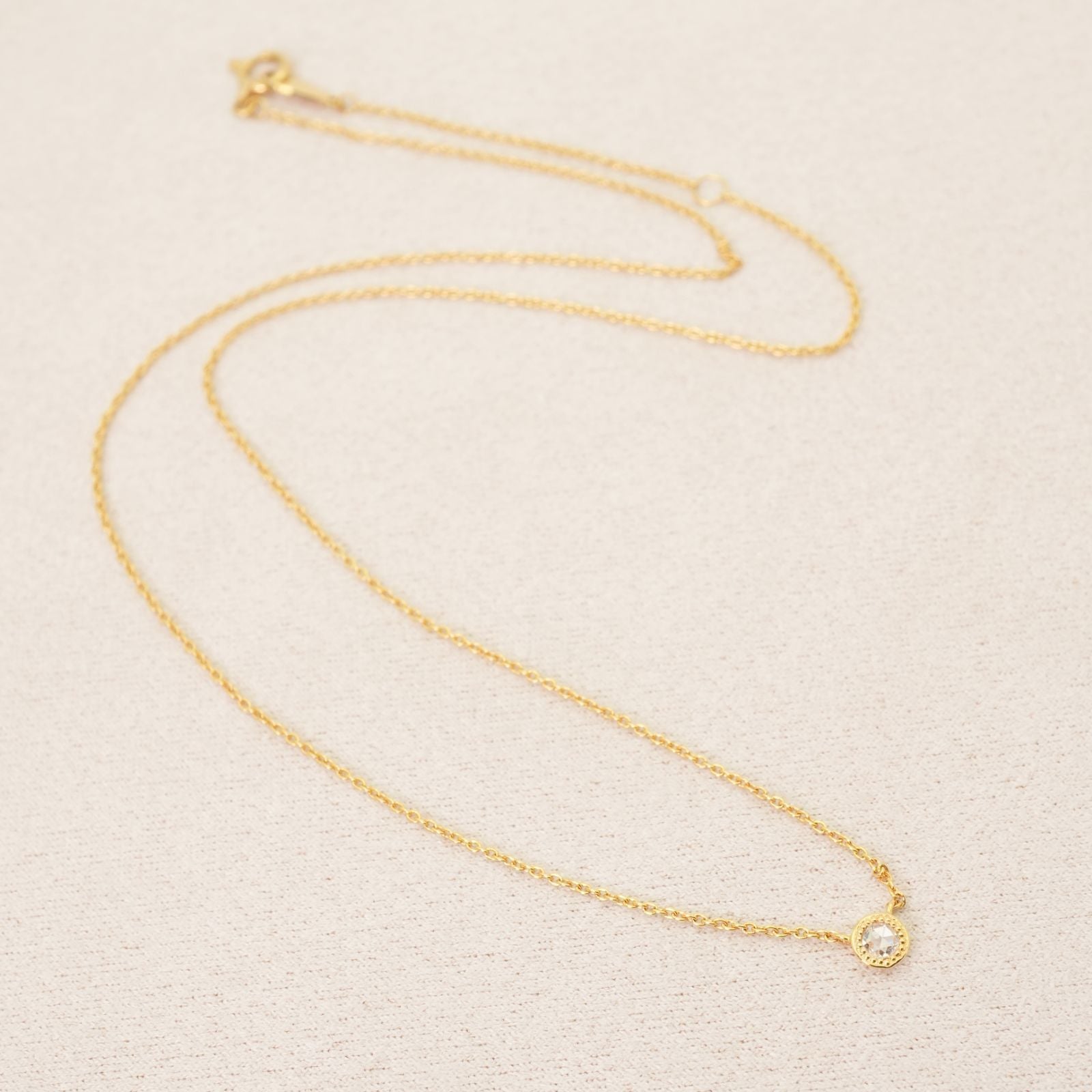 Agate K18 rose cut diamond necklace featuring 0.03 carats diamond in a delicate setting