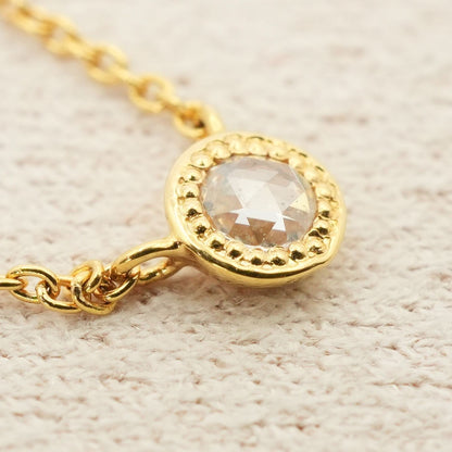 Agate K18 rose cut diamond necklace featuring 0.03 carats diamond in a delicate setting
