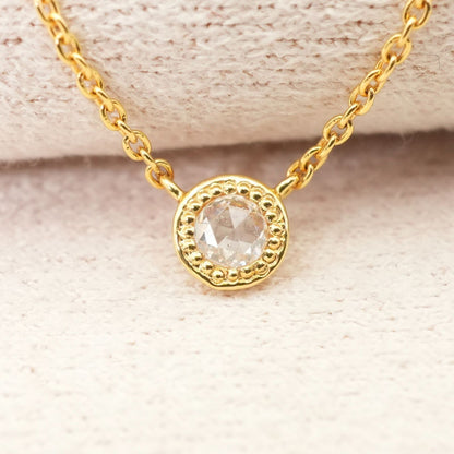 Agate K18 rose cut diamond necklace featuring 0.03 carats diamond in a delicate setting