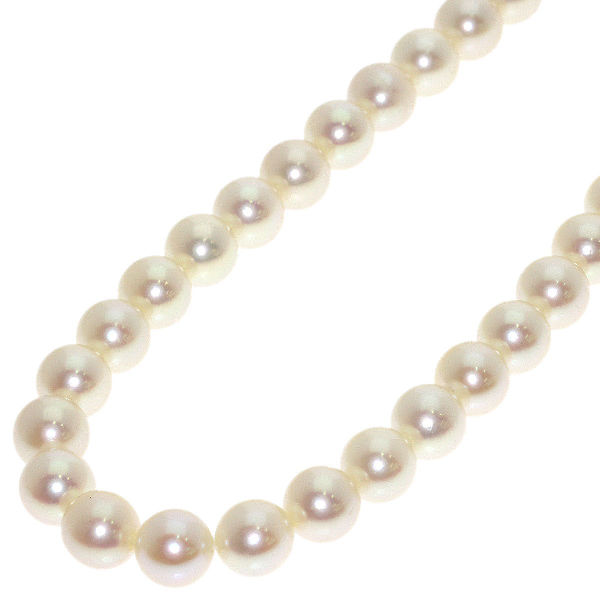 MIKIMOTO ladies white tone pearl necklace with 6.4-6.7mm pearls and 37cm K14WG chain