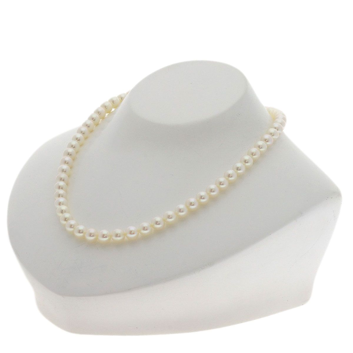 MIKIMOTO ladies white tone pearl necklace with 6.4-6.7mm pearls and 37cm K14WG chain
