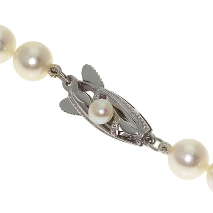 MIKIMOTO ladies white tone pearl necklace with 6.4-6.7mm pearls and 37cm K14WG chain