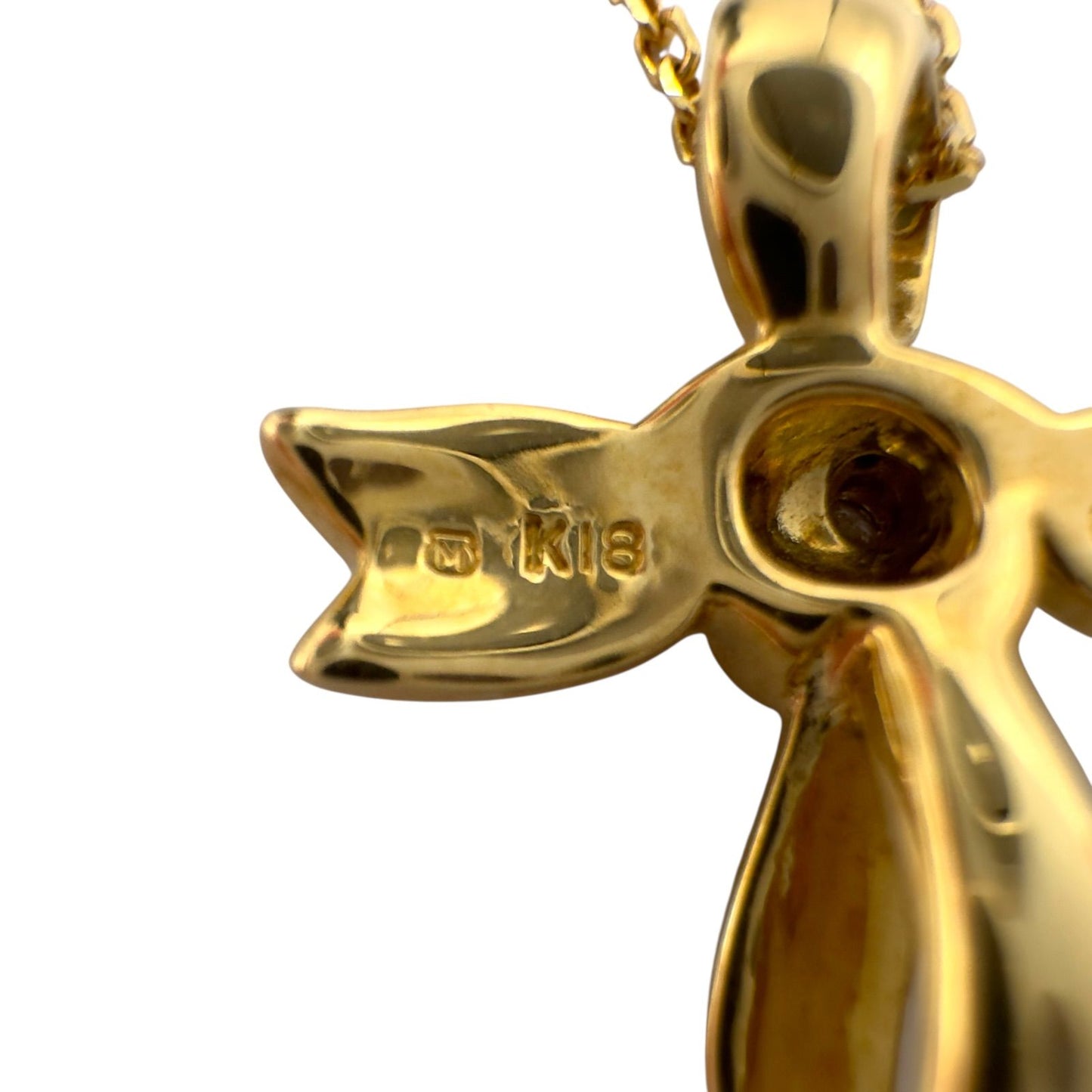 Mikimoto Ribbon Necklace in 18K Gold with a 0.01ct Diamond and 39cm Chain