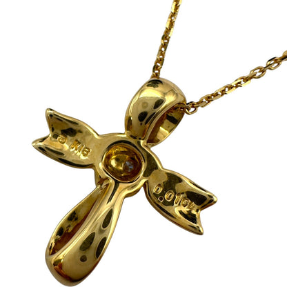 Mikimoto Ribbon Necklace in 18K Gold with a 0.01ct Diamond and 39cm Chain