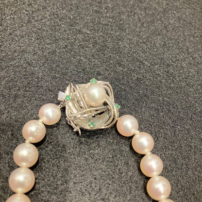 K14WG engraved genuine Akoya pearl necklace with 75cm length and pearls measuring approximately 6.9-7.2mm diameter
