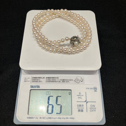 K14WG engraved genuine Akoya pearl necklace with 75cm length and pearls measuring approximately 6.9-7.2mm diameter
