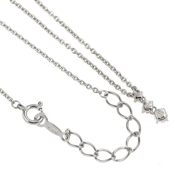 Mikimoto K18WG diamond pendant necklace featuring three stones with a 0.18ct total diamond weight on a white gold chain