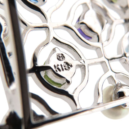 Mikimoto Pearl multicolor stone pendant top featuring 9 stones and 3 baby pearls in K18 metal
