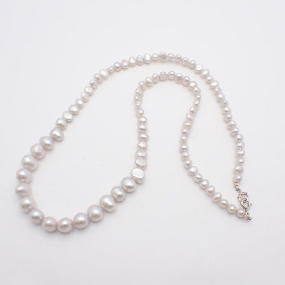 Agete Pearl Necklace featuring Silver 925 chain and single natural pearl pendant, 45 cm length