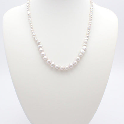 Agete Pearl Necklace featuring Silver 925 chain and single natural pearl pendant, 45 cm length