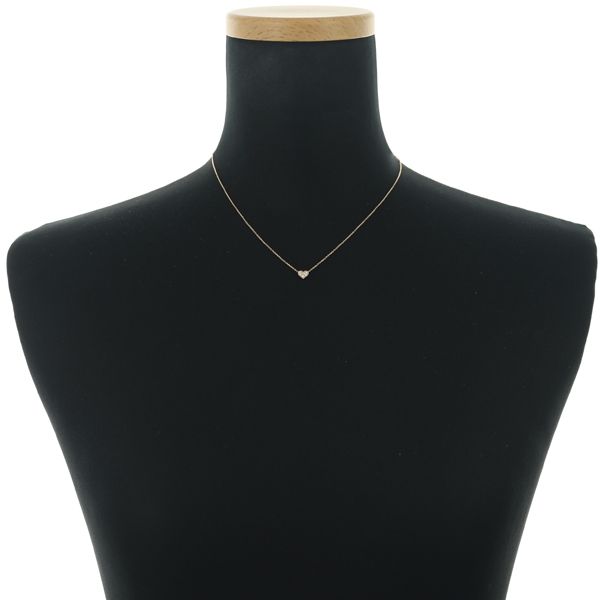 Agete necklace featuring a 0.04ct pave diamond heart pendant in 18k pink gold on a 36-40cm chain