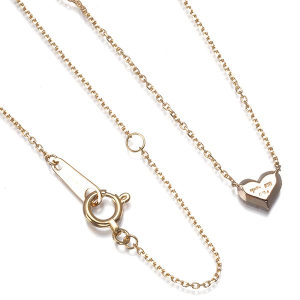 Agete necklace featuring a 0.04ct pave diamond heart pendant in 18k pink gold on a 36-40cm chain