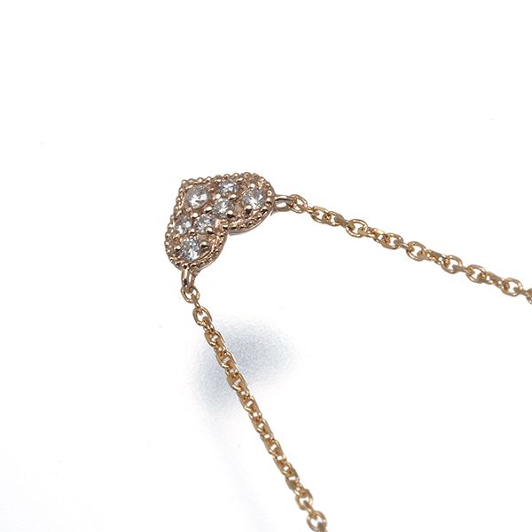 Agete necklace featuring a 0.04ct pave diamond heart pendant in 18k pink gold on a 36-40cm chain