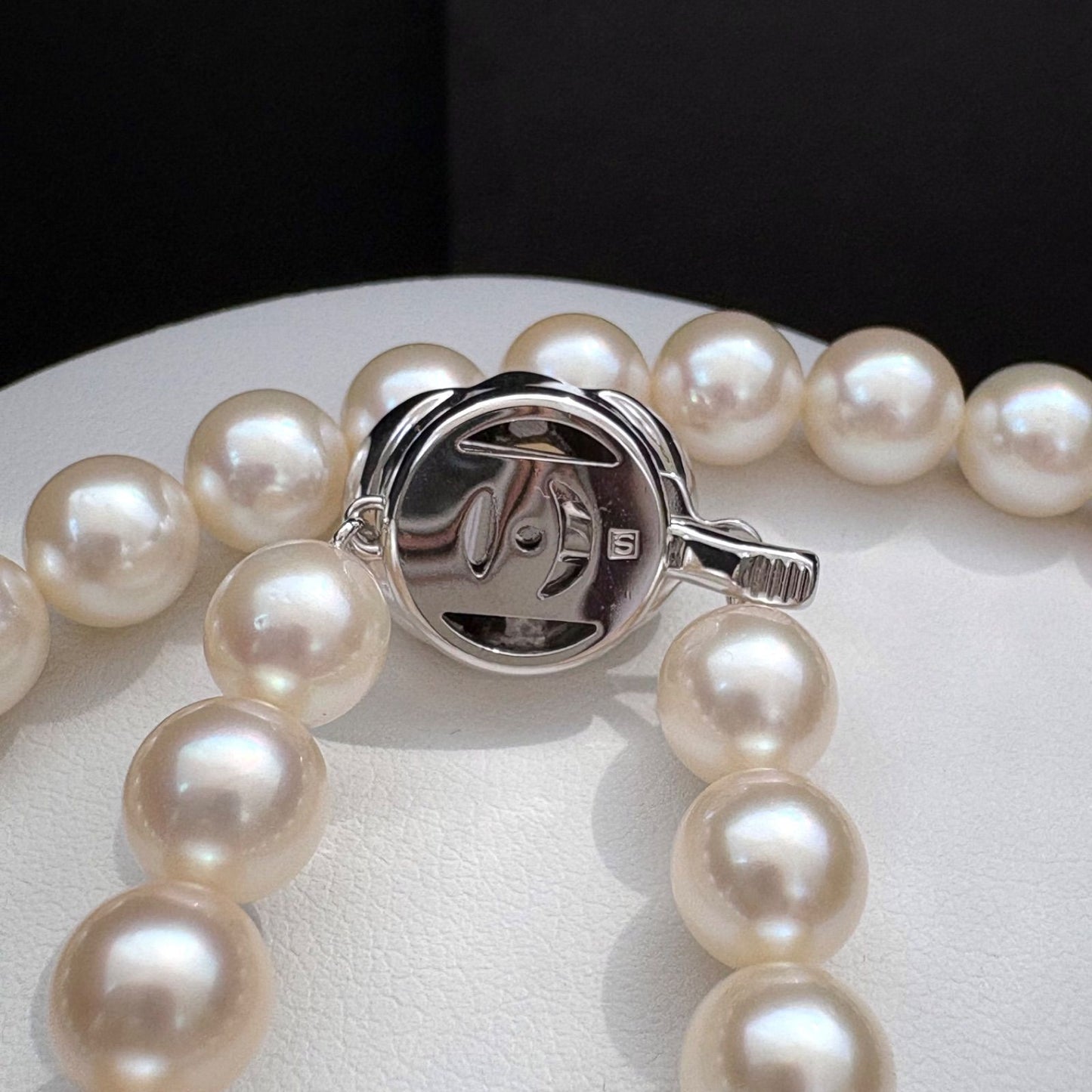 Tasaki Akoya pearl necklace and earrings set with swan charm and certificate