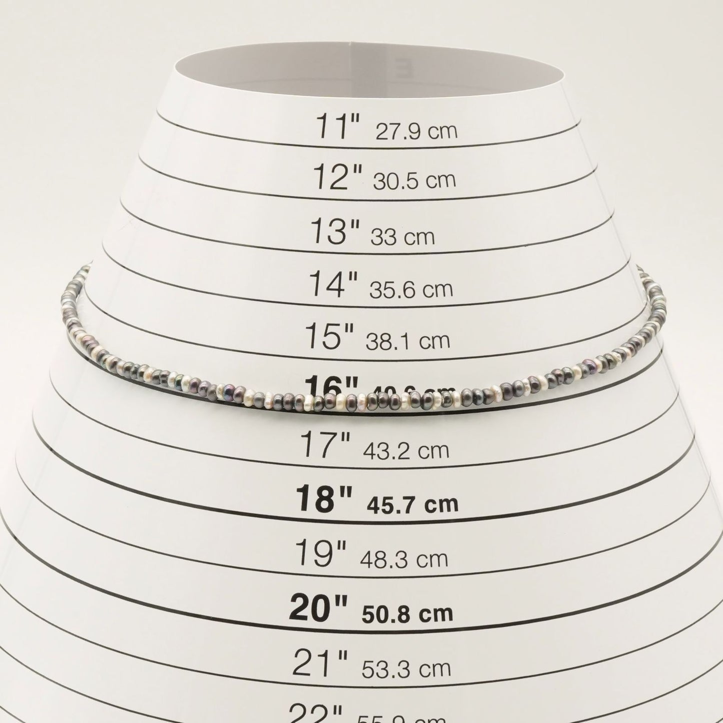 Ageto freshwater pearl necklace with black and white pearls on silver chain model 24-4881S
