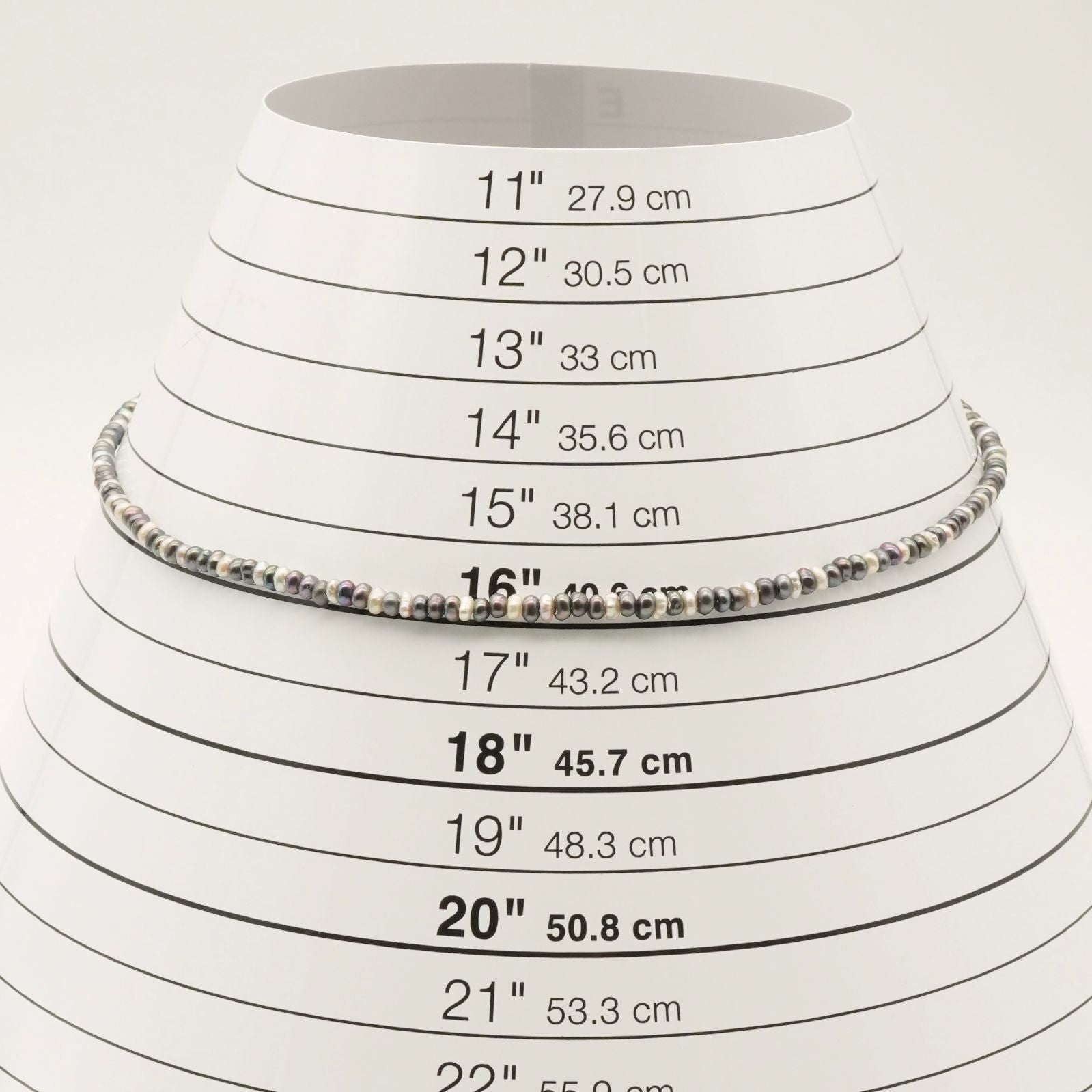 Ageto freshwater pearl necklace with black and white pearls on silver chain model 24-4881S