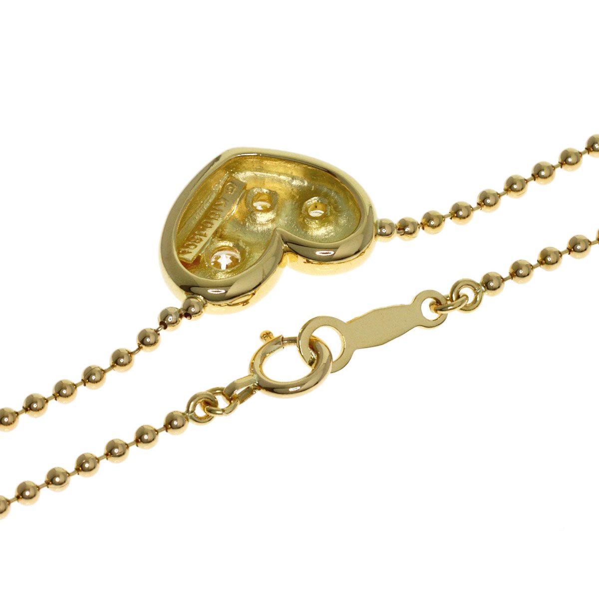 MIKIMOTO Heart Motif 3P Diamond Necklace with 39.5 cm gold tone K18YG chain for ladies
