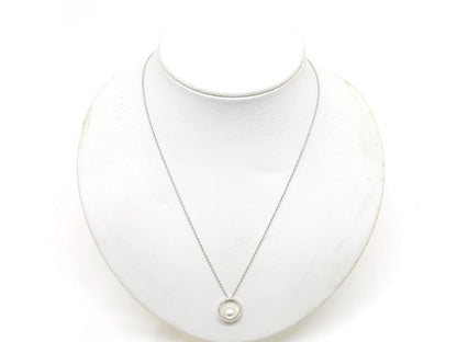 MIKIMOTO diamond necklace with 7mm Akoya pearl in 18k white gold, 45cm length, used condition