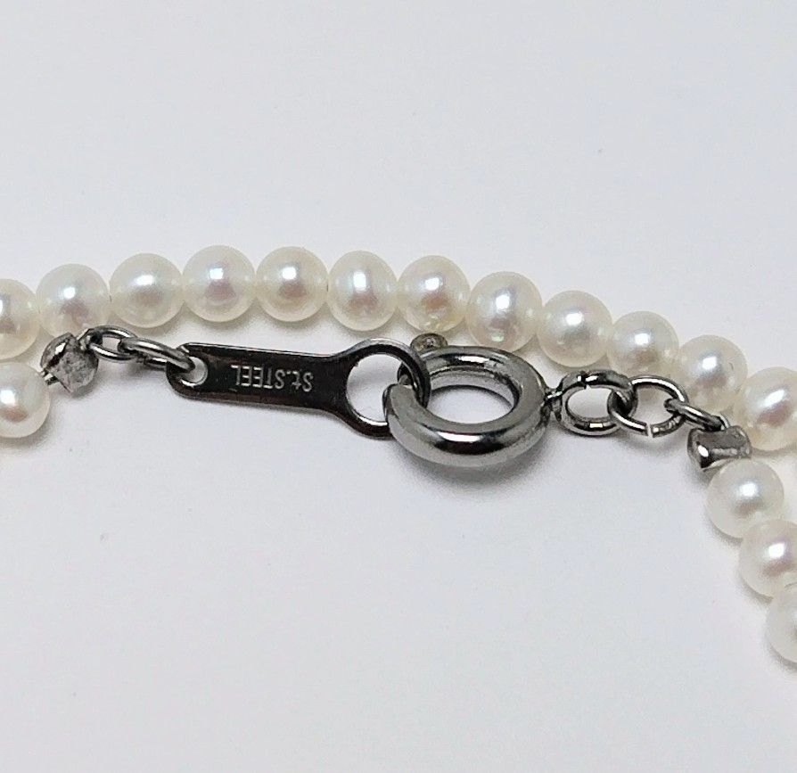 Baby 3mm white Akoya and freshwater pearl necklace with semi-round pearls and good luster