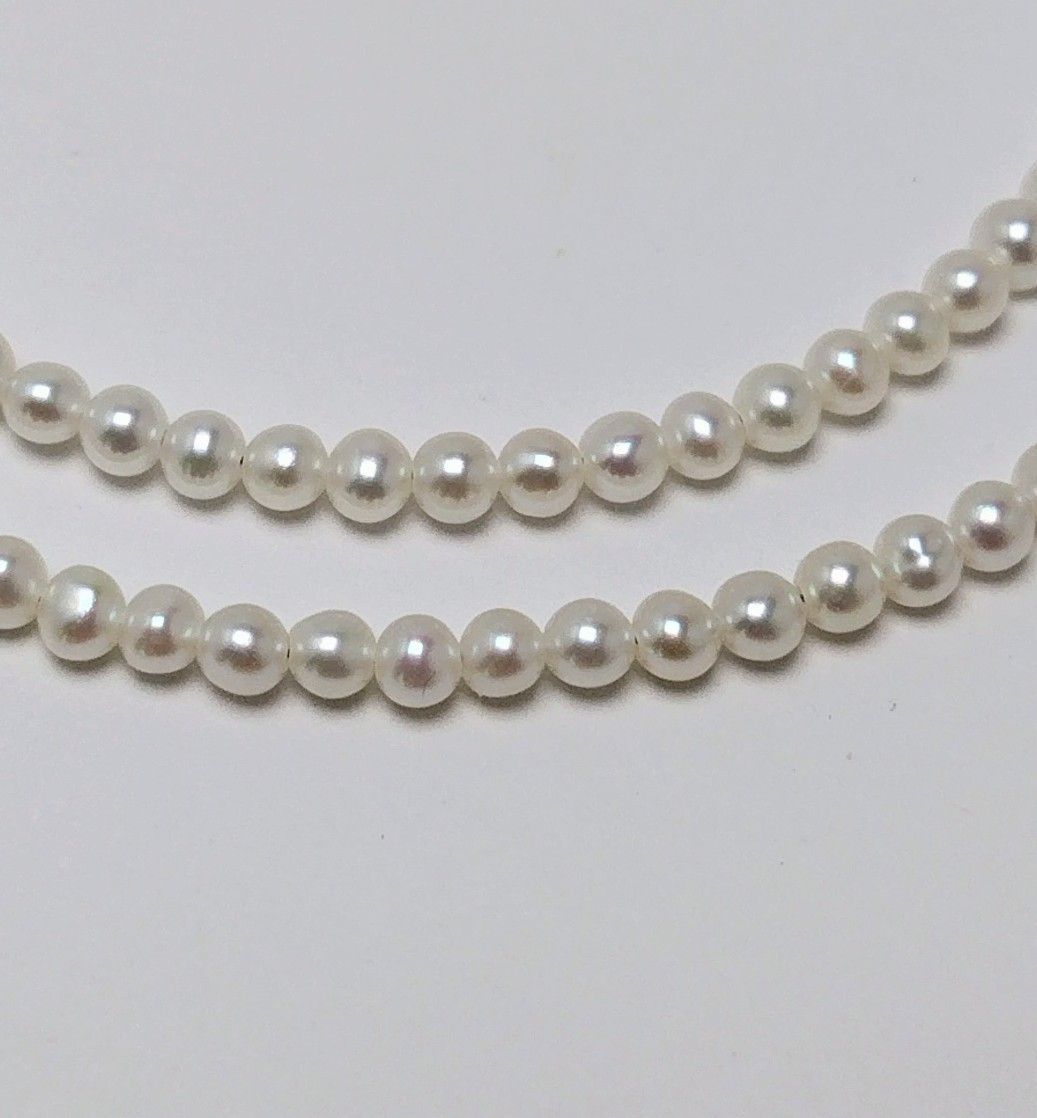 Baby 3mm white Akoya and freshwater pearl necklace with semi-round pearls and good luster