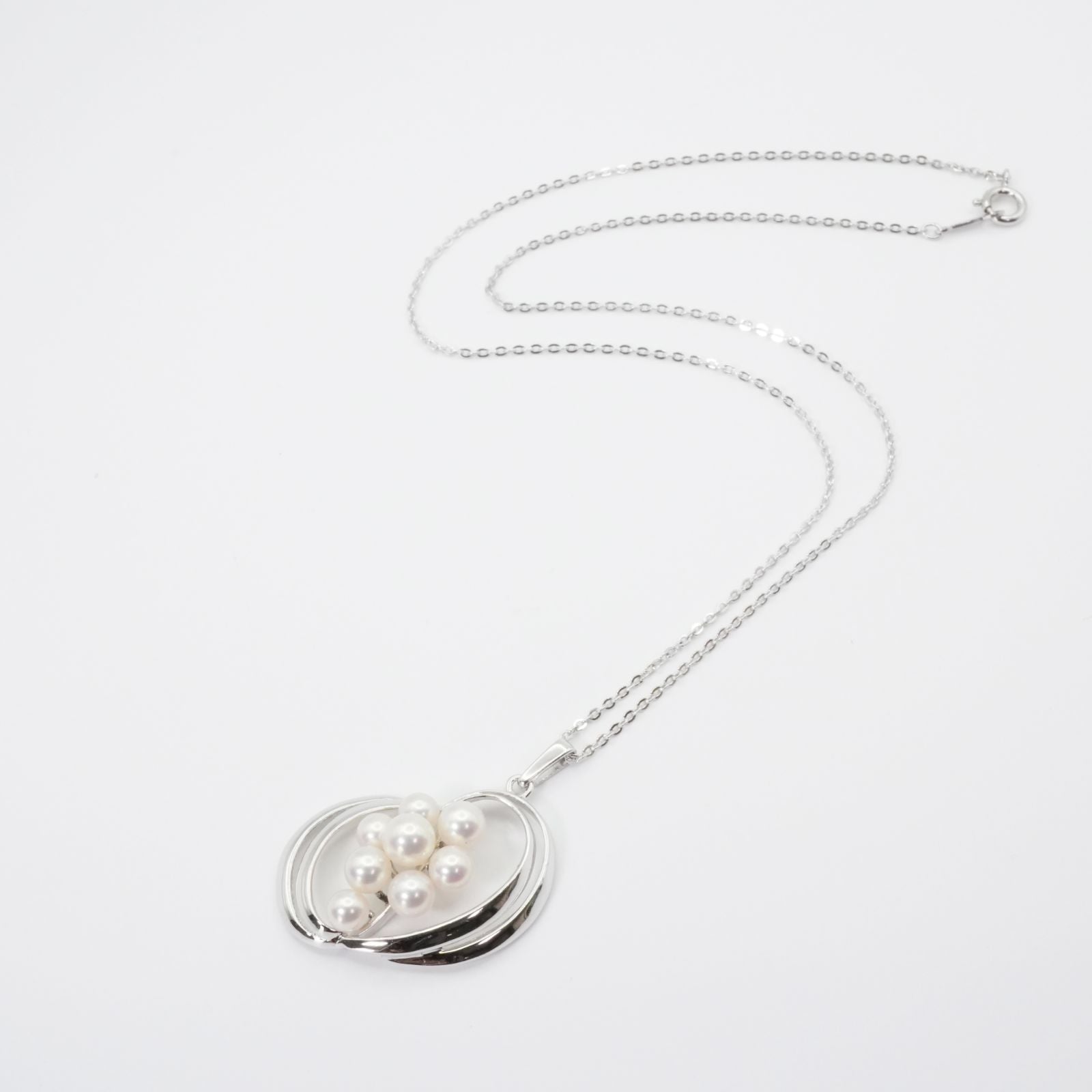 Mikimoto Silver Akoya Pearl Pendant Necklace with a single white pearl on a silver chain