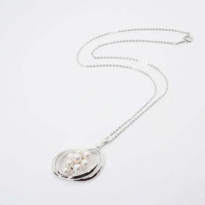 Mikimoto Silver Akoya Pearl Pendant Necklace with a single white pearl on a silver chain
