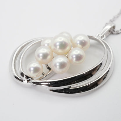 Mikimoto Silver Akoya Pearl Pendant Necklace with a single white pearl on a silver chain