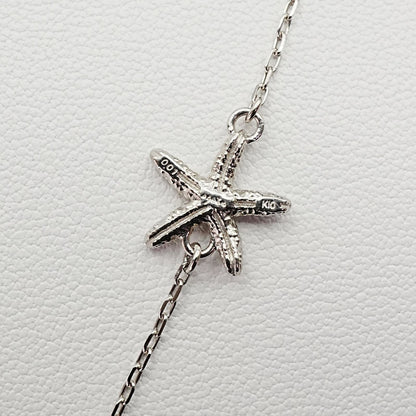 Rare Agete K10 white gold long pearl necklace with a 0.01ct diamond, approximately 100cm in length