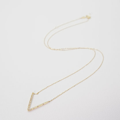 Agete K18 V Line Diamond Necklace 25-1402S featuring 0.04ct diamonds on a refined V line design
