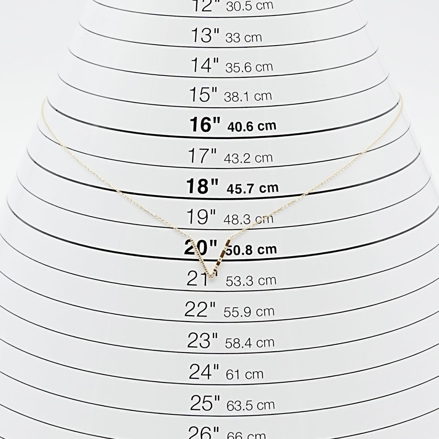 Agete K18 V Line Diamond Necklace 25-1402S featuring 0.04ct diamonds on a refined V line design