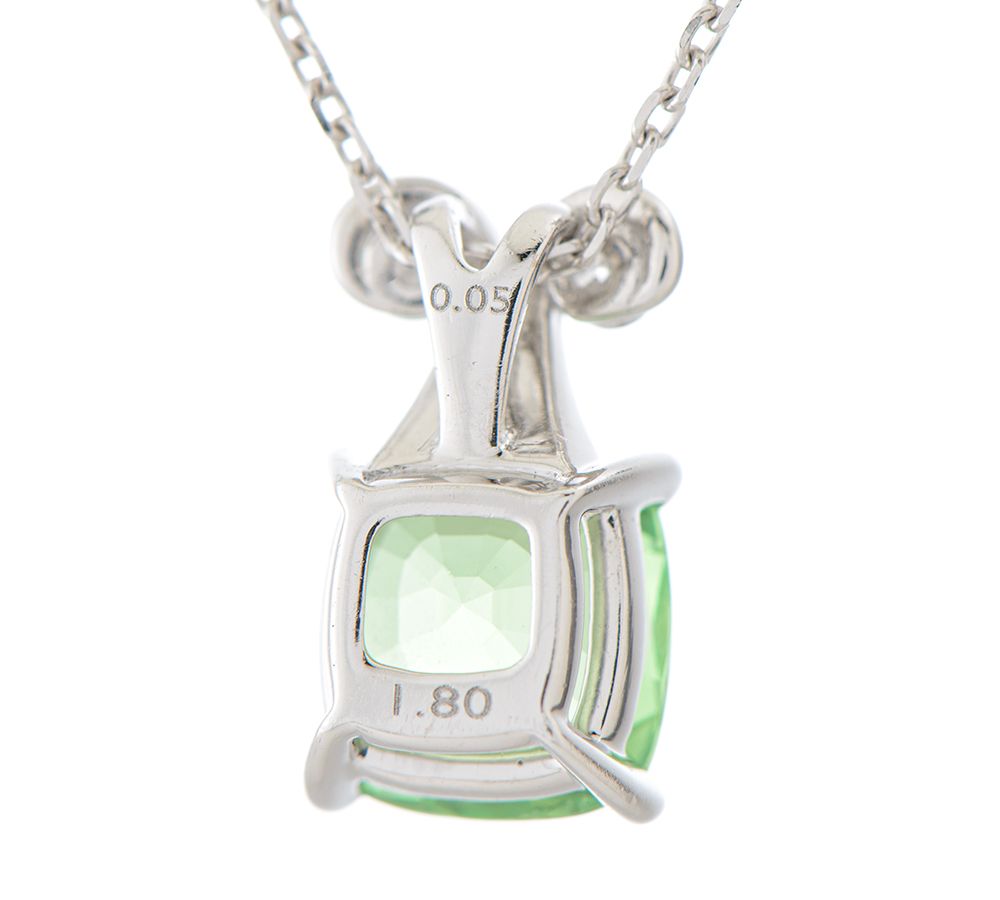 Tasaki Tsavorite green garnet 1.80ct pendant with diamonds on 45 cm necklace