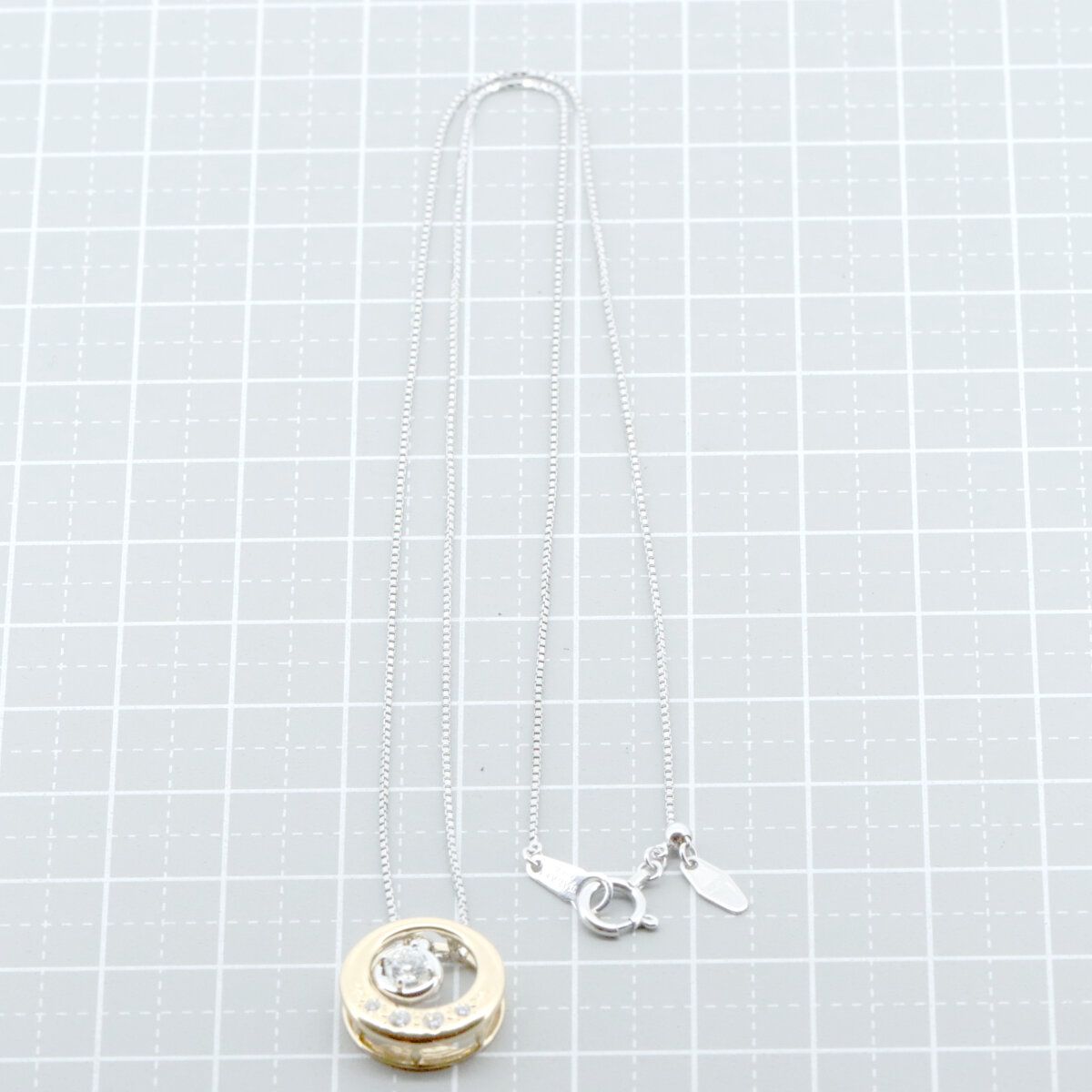 Tasaki Diamond Necklace with 0.15ct diamonds in yellow and white gold, chain length up to 45 cm