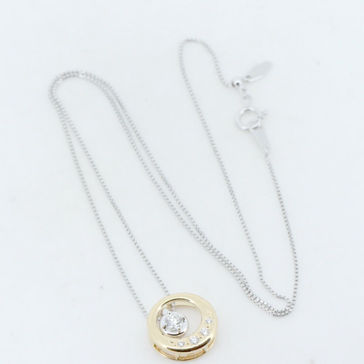 Tasaki Diamond Necklace with 0.15ct diamonds in yellow and white gold, chain length up to 45 cm