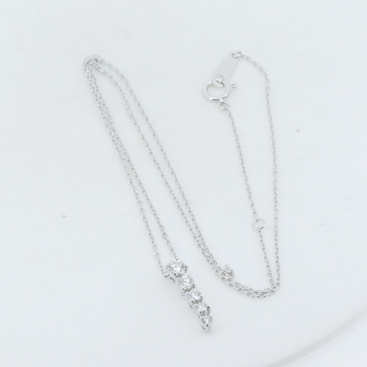 Mikimoto 0.37ct diamond necklace in K18 white gold with adjustable chain and delicate pendant