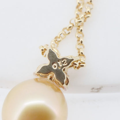 Tasaki Law gold necklace featuring an 8.8mm golden pearl and 0.12ct diamond on an 18K yellow gold chain