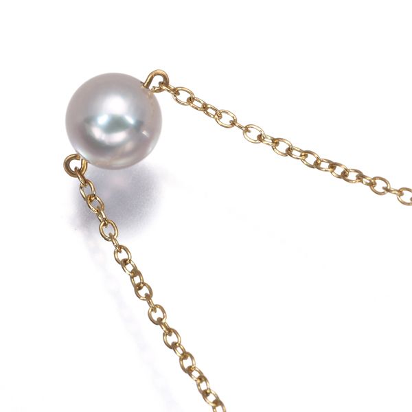 Mikimoto necklace with 7.1mm Akoya pearl on 18K yellow gold chain about 38 cm long
