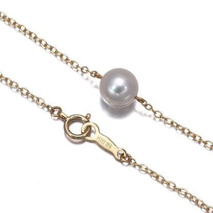 Mikimoto necklace with 7.1mm Akoya pearl on 18K yellow gold chain about 38 cm long