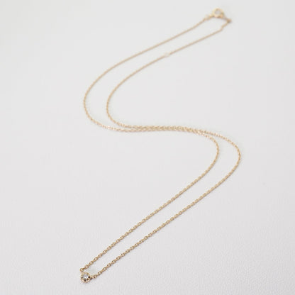 Agete K10 gold necklace with 0.02ct diamond pendant model 24-3286 on white background