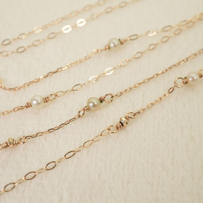 Agete K10 openwork chain necklace with natural pearls, size detailed in image, model 26-1535
