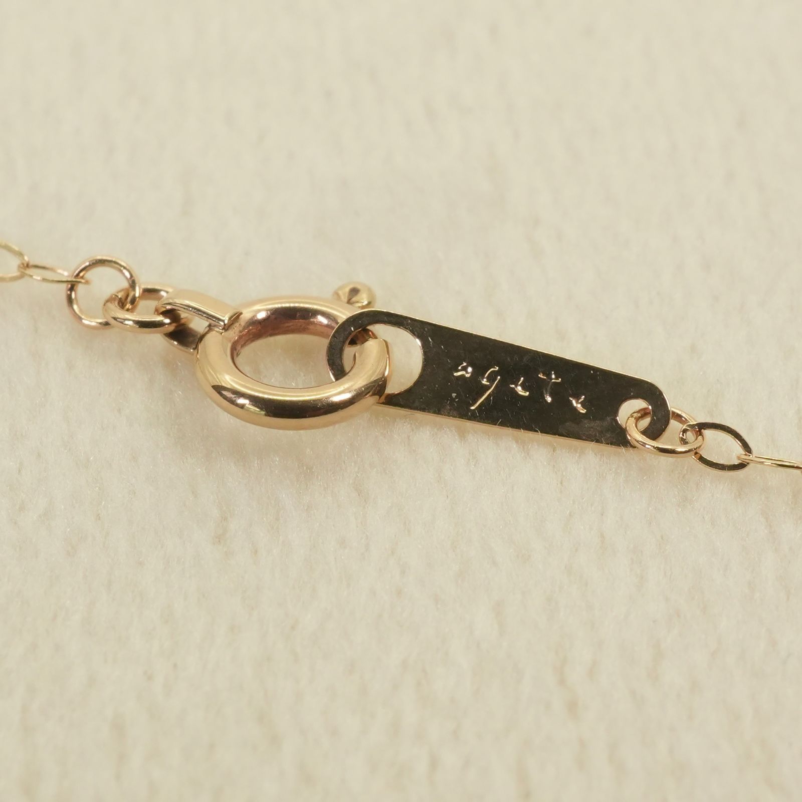 Agete K10 openwork chain necklace with natural pearls, size detailed in image, model 26-1535