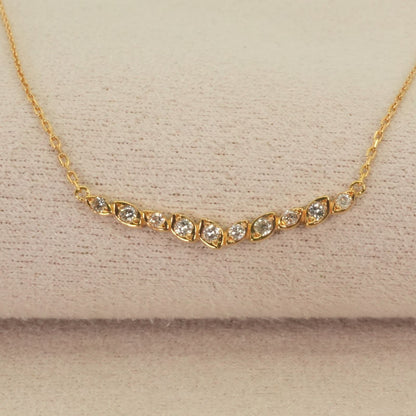 Agate K18 Diamond V Line Necklace 24-4403 with 0.12ct diamonds on a white background